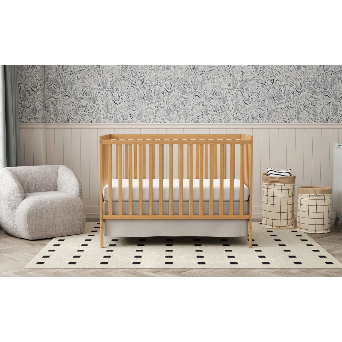 Modern Pine Baby Crib