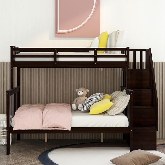 Twin Over Full Bunk Bed with Stairs – Model A844