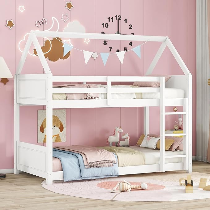 Twin Over Twin House Floor Bunk Bed - Model A837