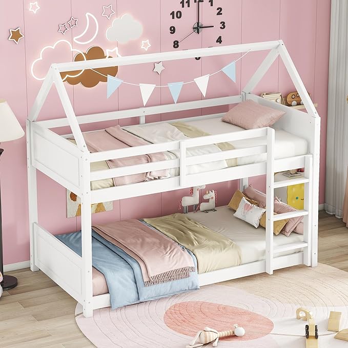 Twin Over Twin House Floor Bunk Bed - Model A837