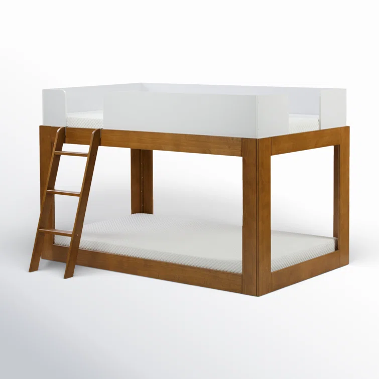 White/Pecan Ambur Twin over Twin Solid Wood – Model A835