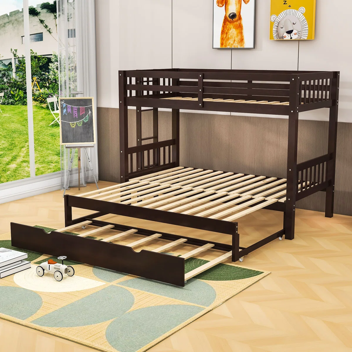 Bellos Twin Over Twin Standard Bunk Bed with Trundle by Harriet Bee – Model A842