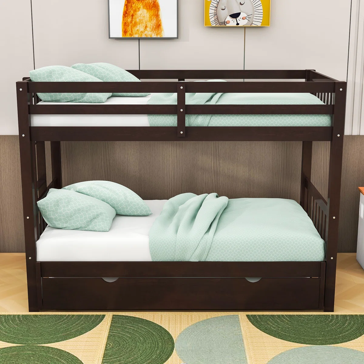 Bellos Twin Over Twin Standard Bunk Bed with Trundle by Harriet Bee – Model A842