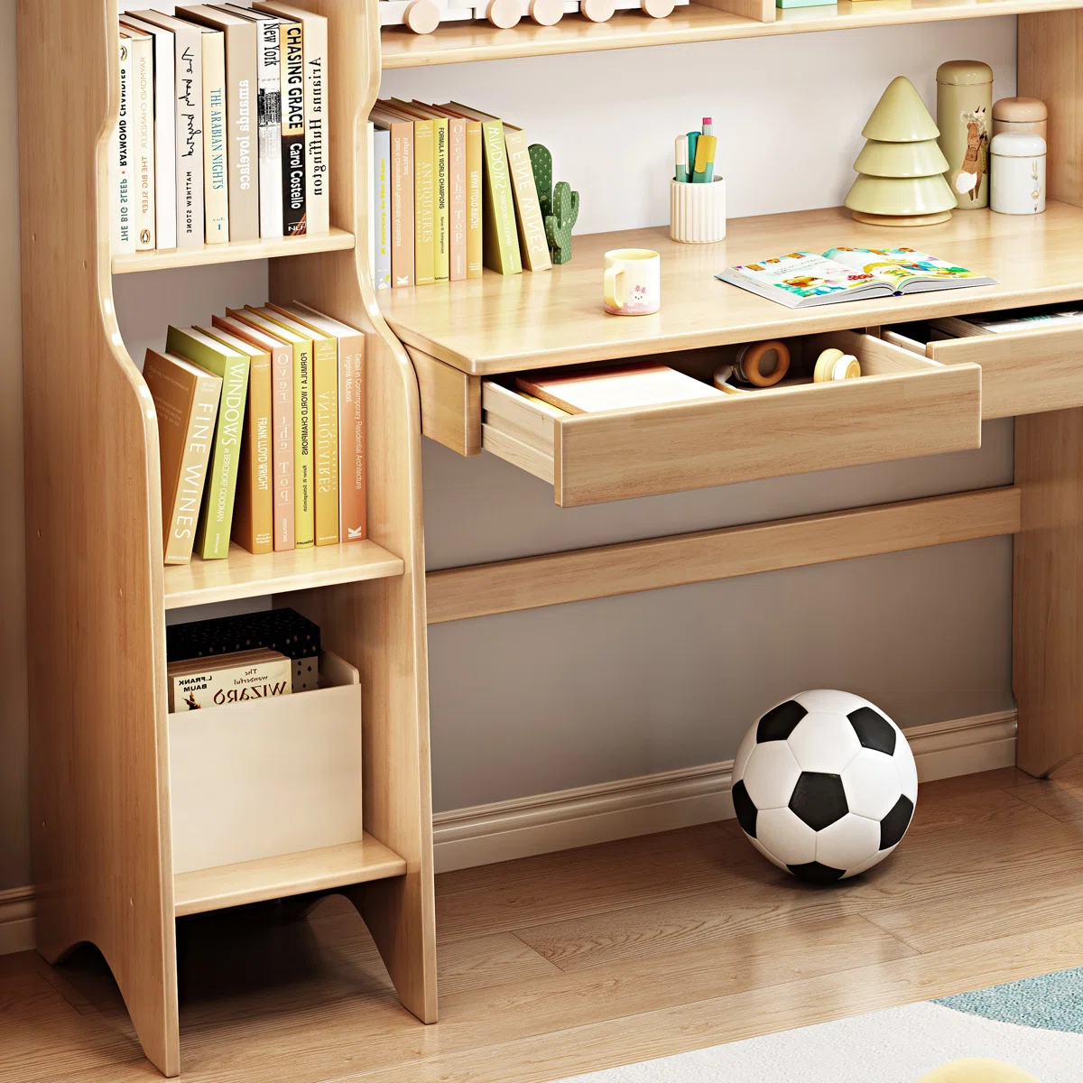 COERD Kids Desk with Bookcase & Storage