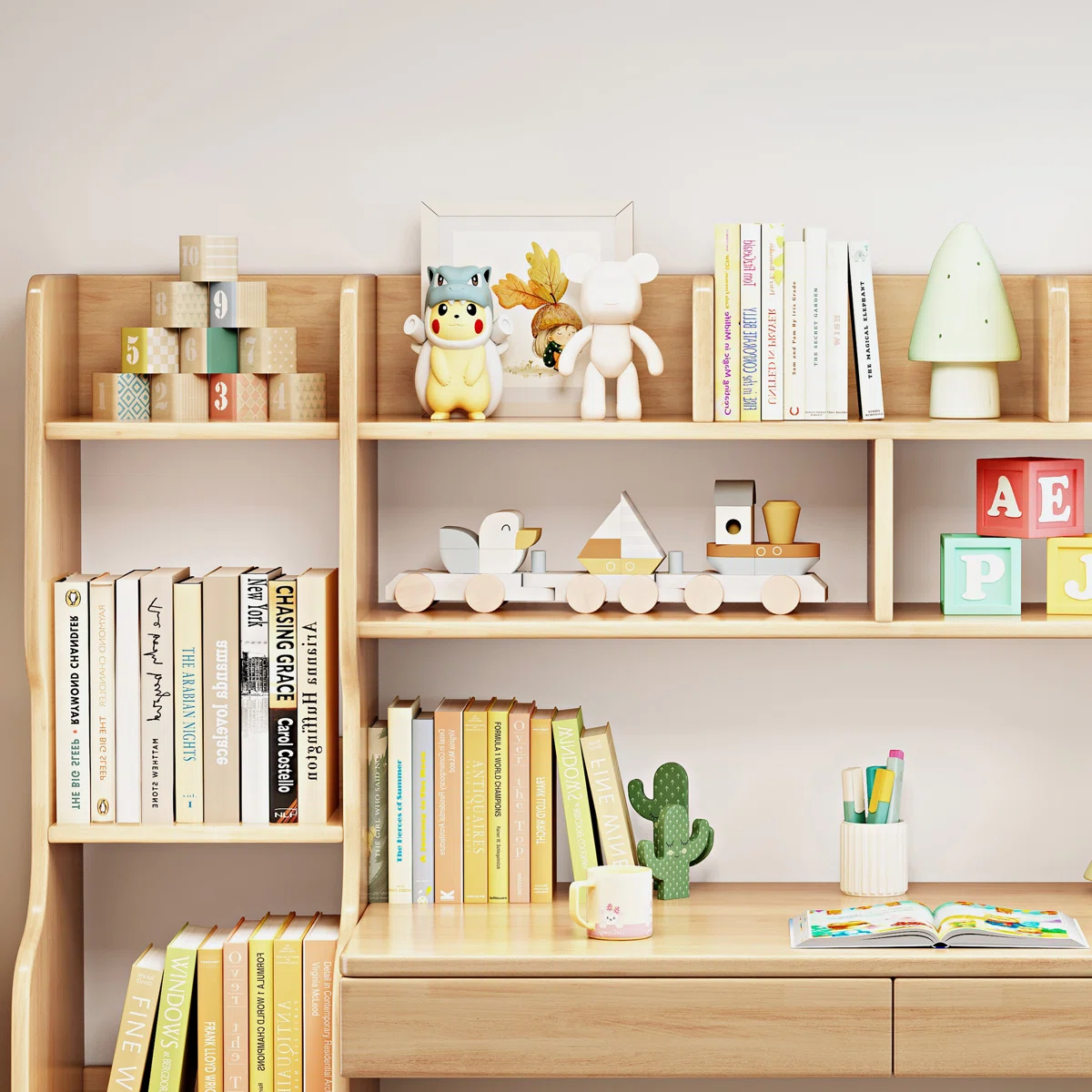 COERD Kids Desk with Bookcase & Storage
