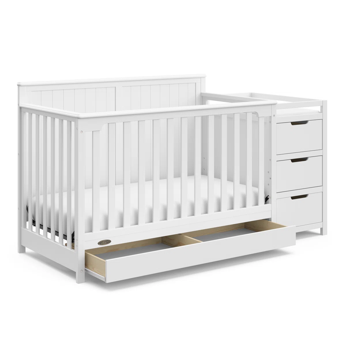 Hadley Baby Crib with Storage – White Finish