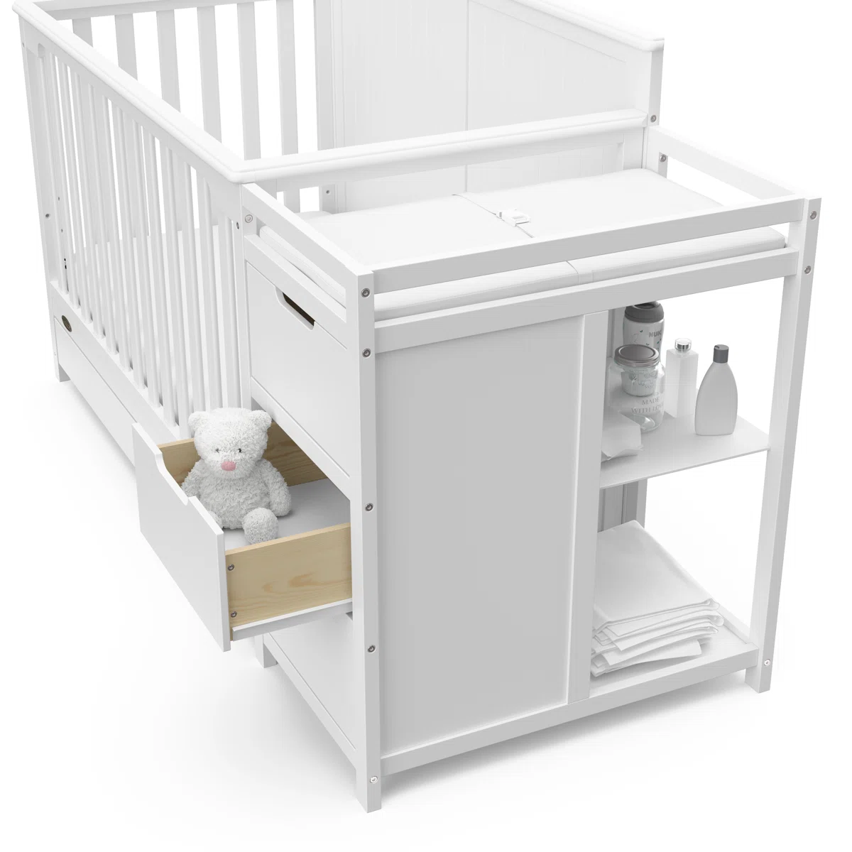 Hadley Baby Crib with Storage – White Finish