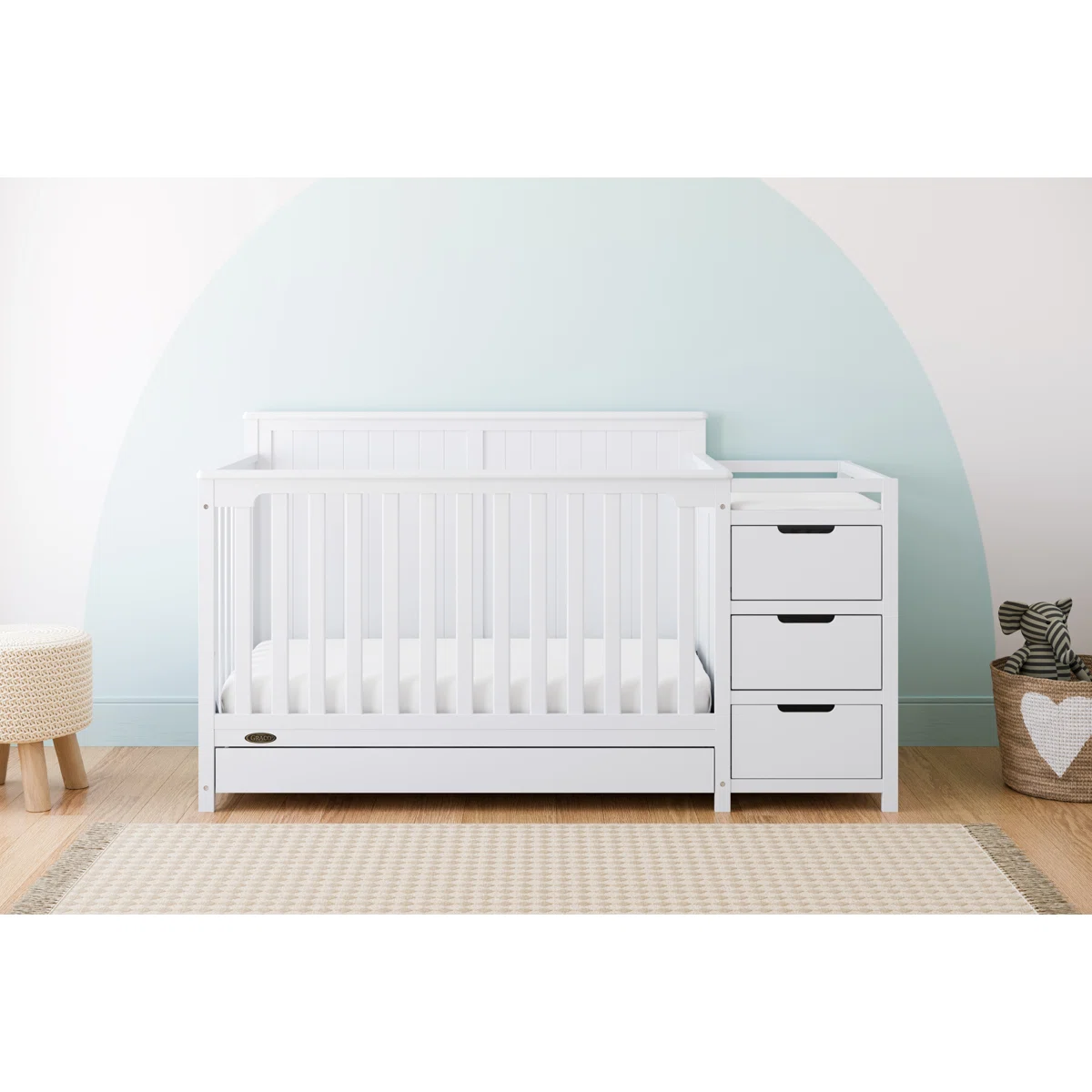 Hadley Baby Crib with Storage – White Finish