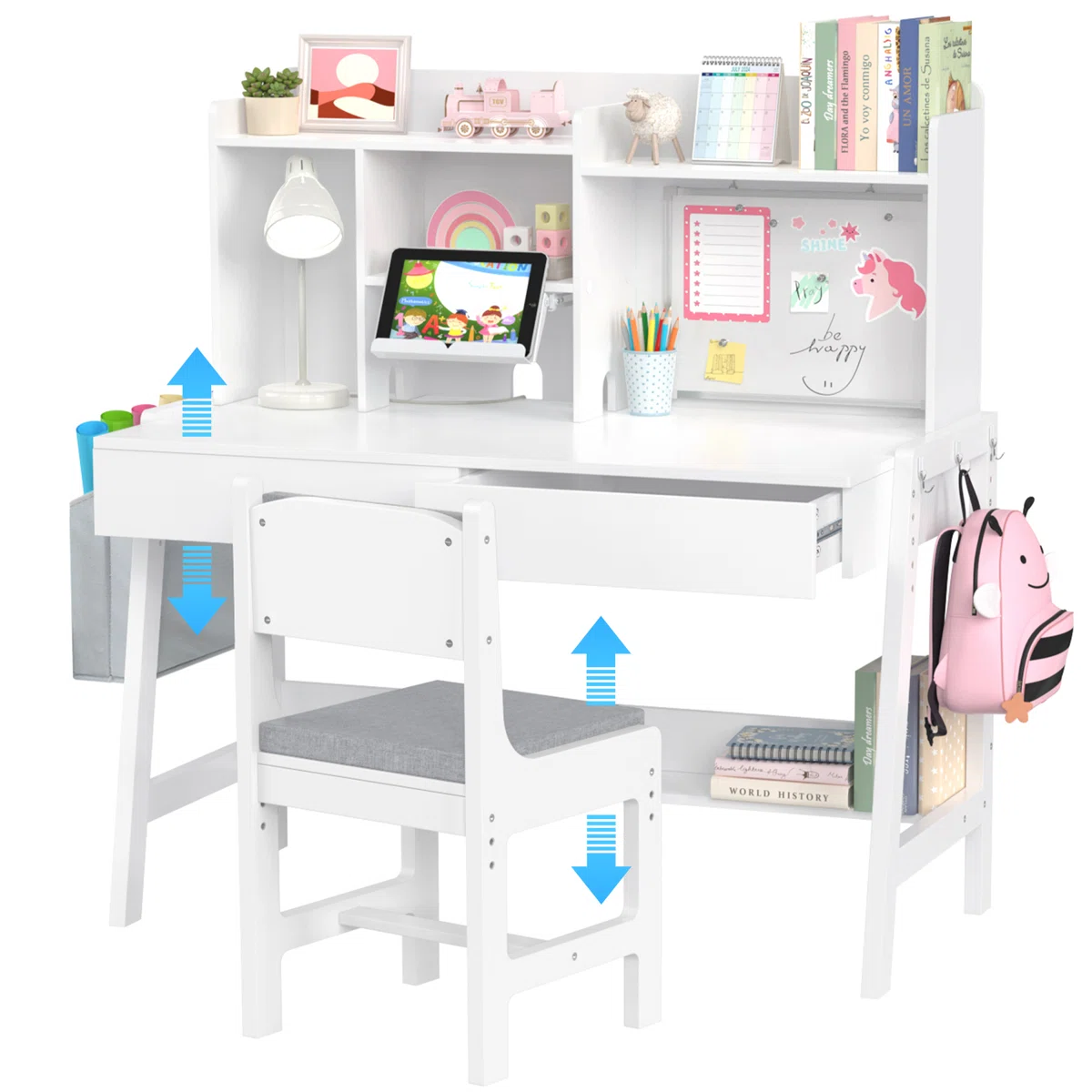 Adjustable Kids Desk with Storage & Chair