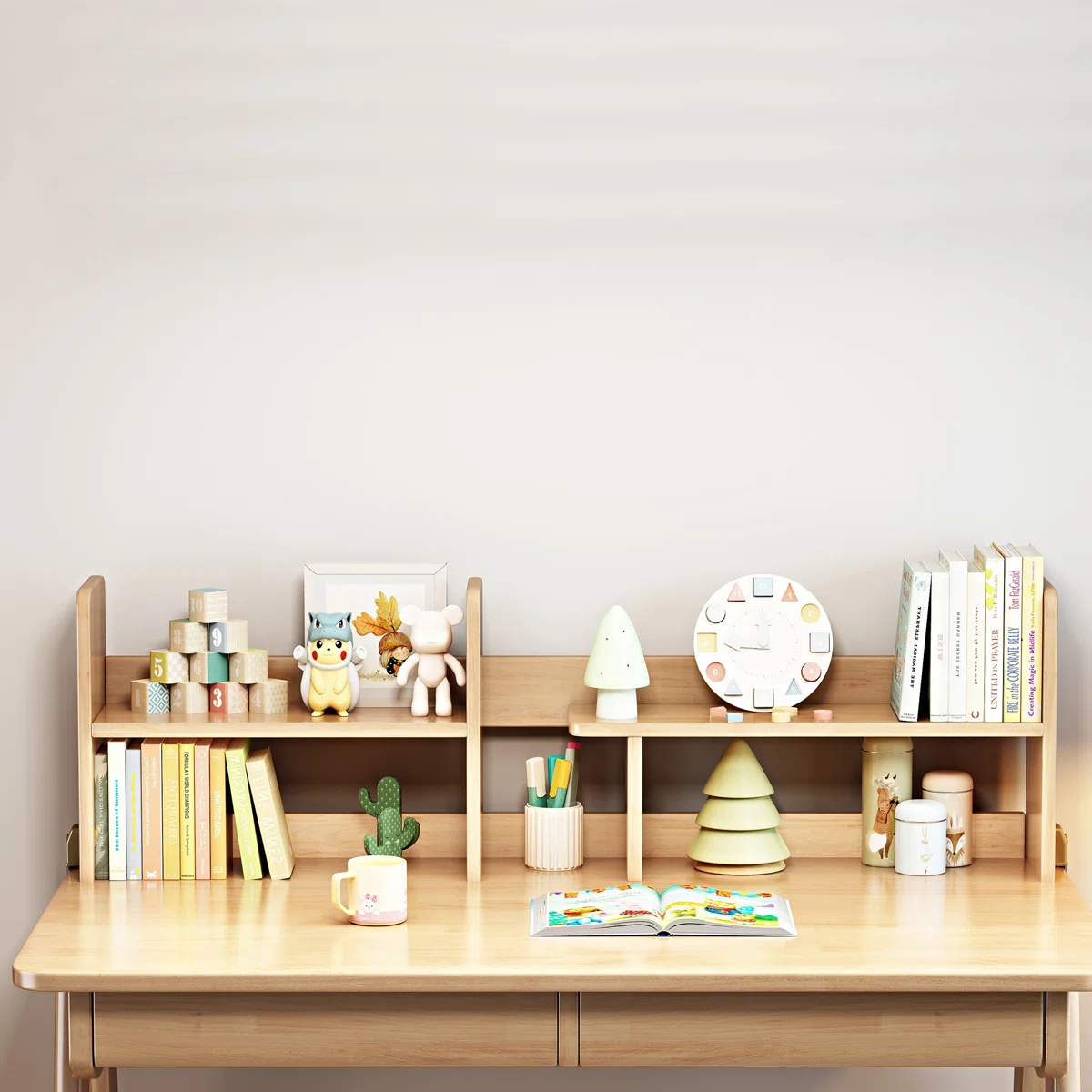 Kids Writing Desk with Open Shelves