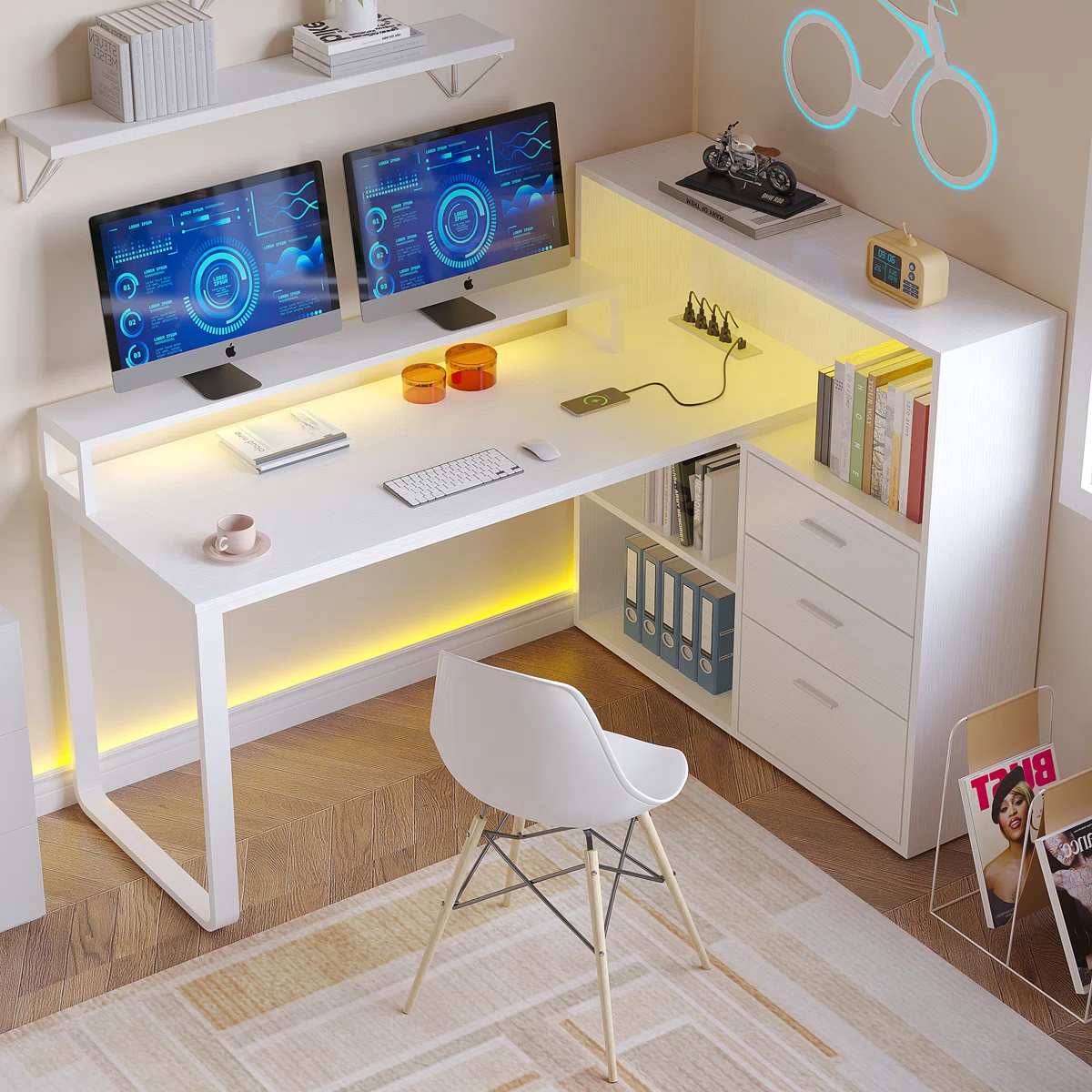 L-Shaped Gamer & Study Desk – Model A1042