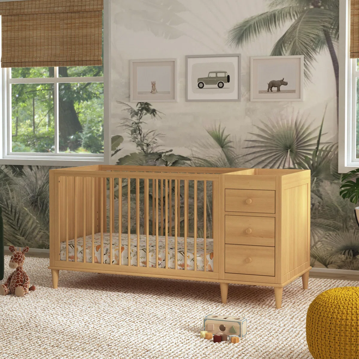Marley Baby Crib with Storage – Natural Wood