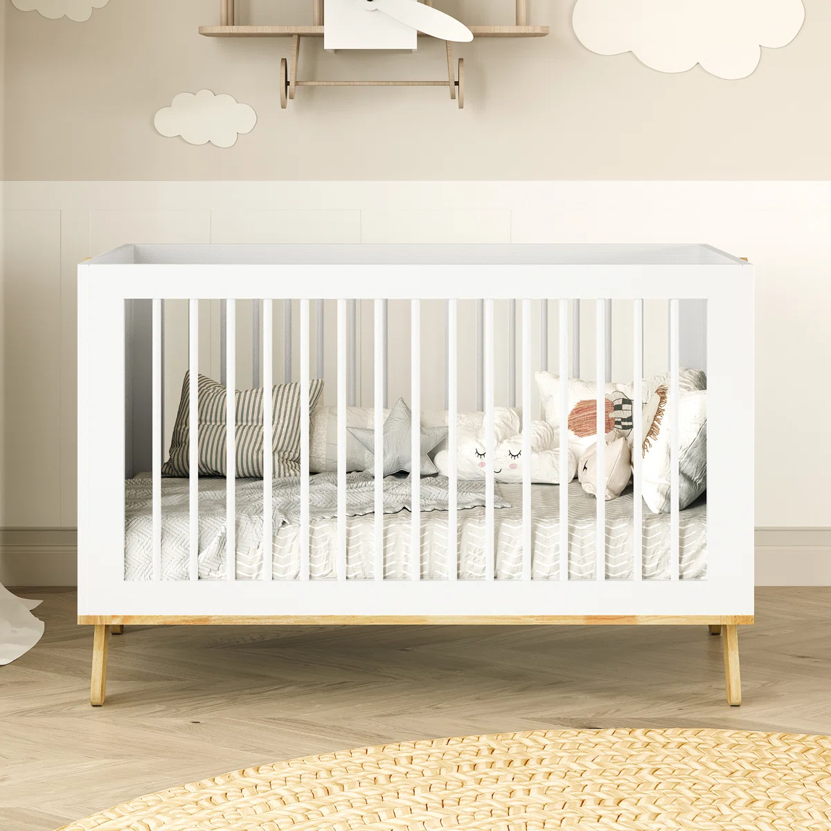 Baby Crib – White Wood Design