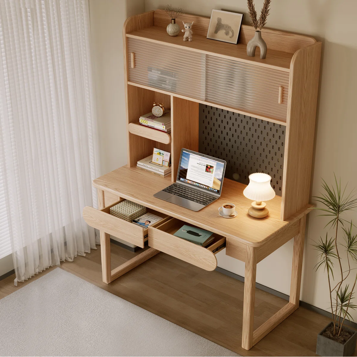Kinderschreibtisch mit Lochwand und Schrank – Model l A1032