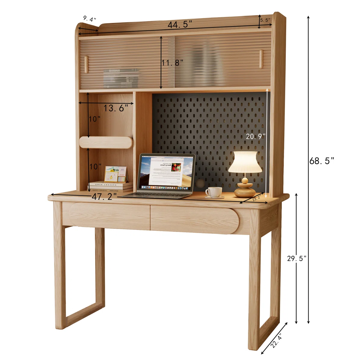 Kids Desk with Pegboard & Cabinet Storage