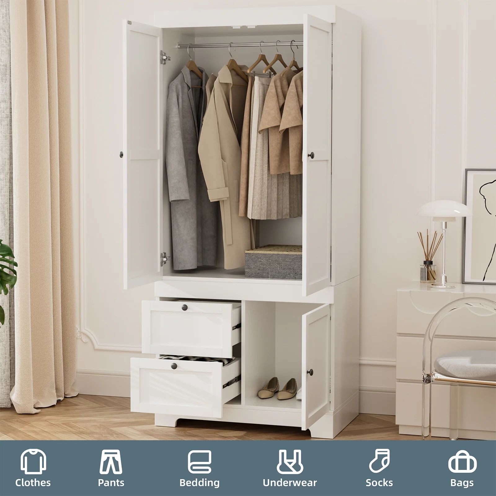 White Cottage Wardrobe – Model A2072