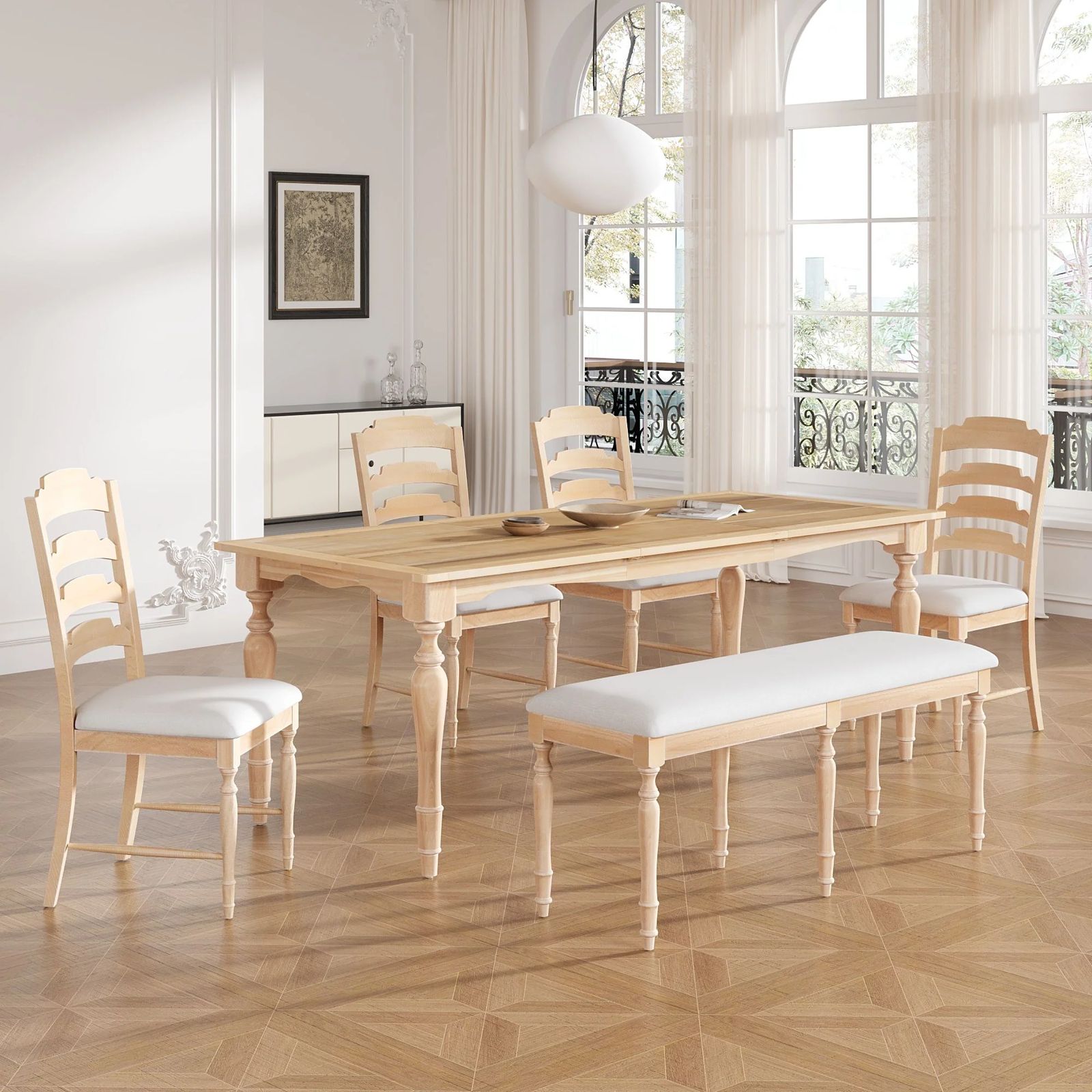 Elegant Rectangular Turned-Leg Dining Table – Model A2089
