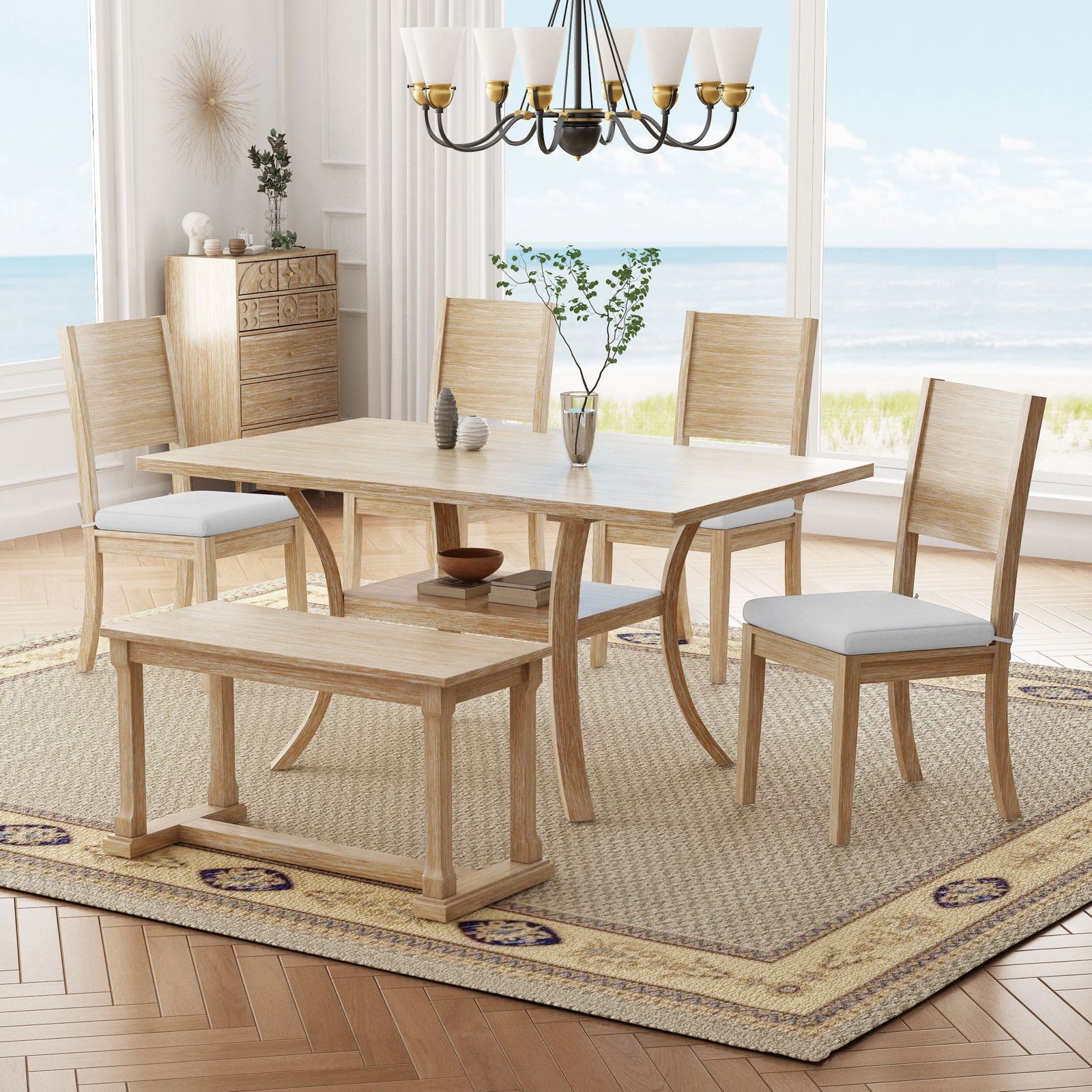 Curve Rectangular Curved-Leg Dining Table – Model A2091